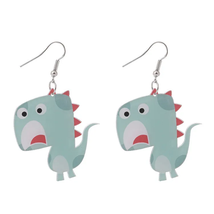 Creative Handmade Acrylic Cartoon Dinosaur Earrings