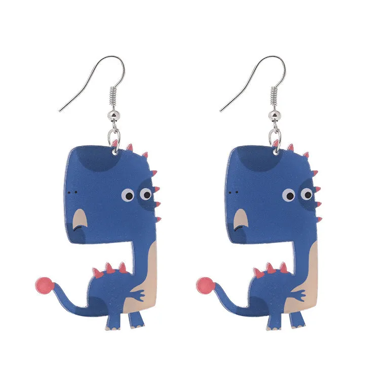 Creative Handmade Acrylic Cartoon Dinosaur Earrings