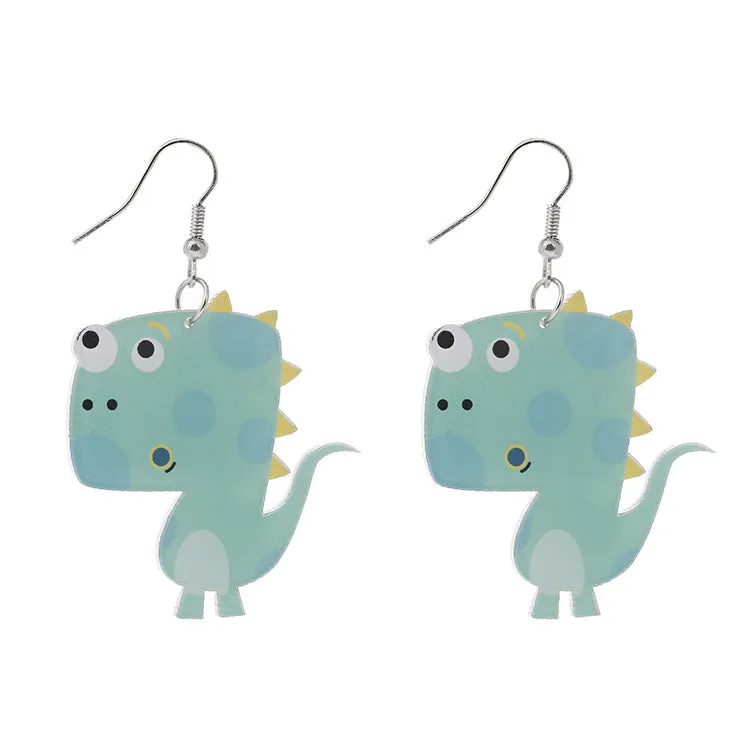 Creative Handmade Acrylic Cartoon Dinosaur Earrings