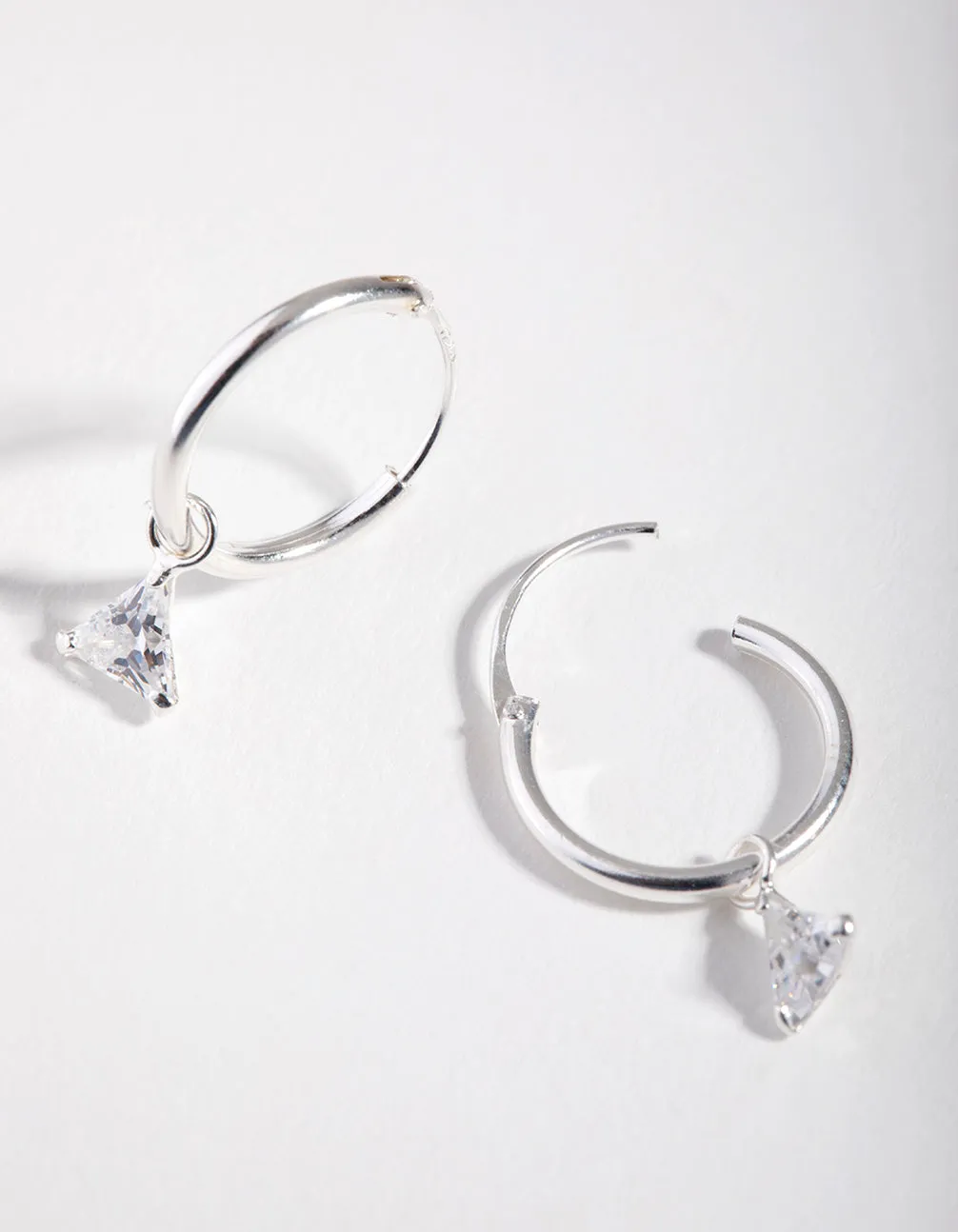 Cubic Zirconia Triangle Dangle Hoop Earrings