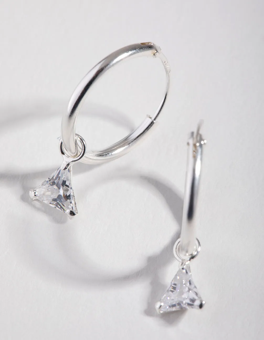 Cubic Zirconia Triangle Dangle Hoop Earrings