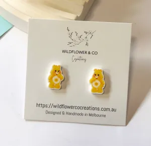 Cuddly Bear Studs - Yellow