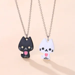 Custom Engraved Cats Necklaces Set for Couples