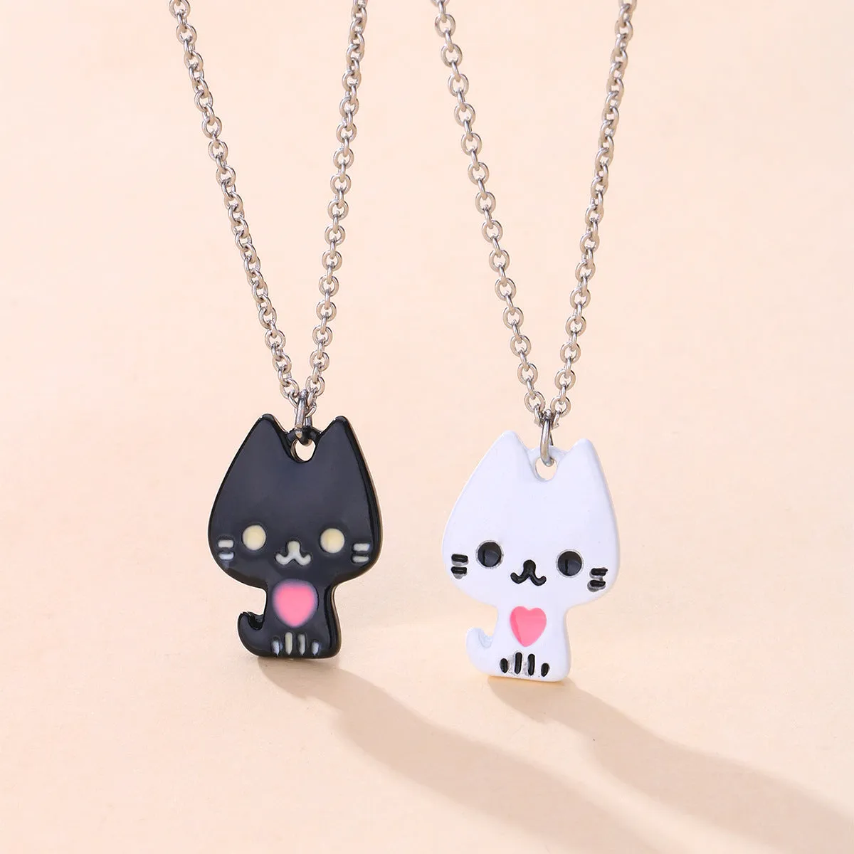 Custom Engraved Cats Necklaces Set for Couples