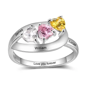 Custom Engraved Names 925 Sterling Silver CZ Ring