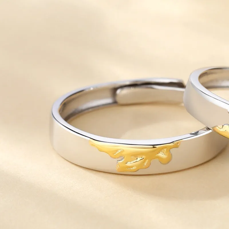 Custom Matching Maple Leaf Rings Set for Couple