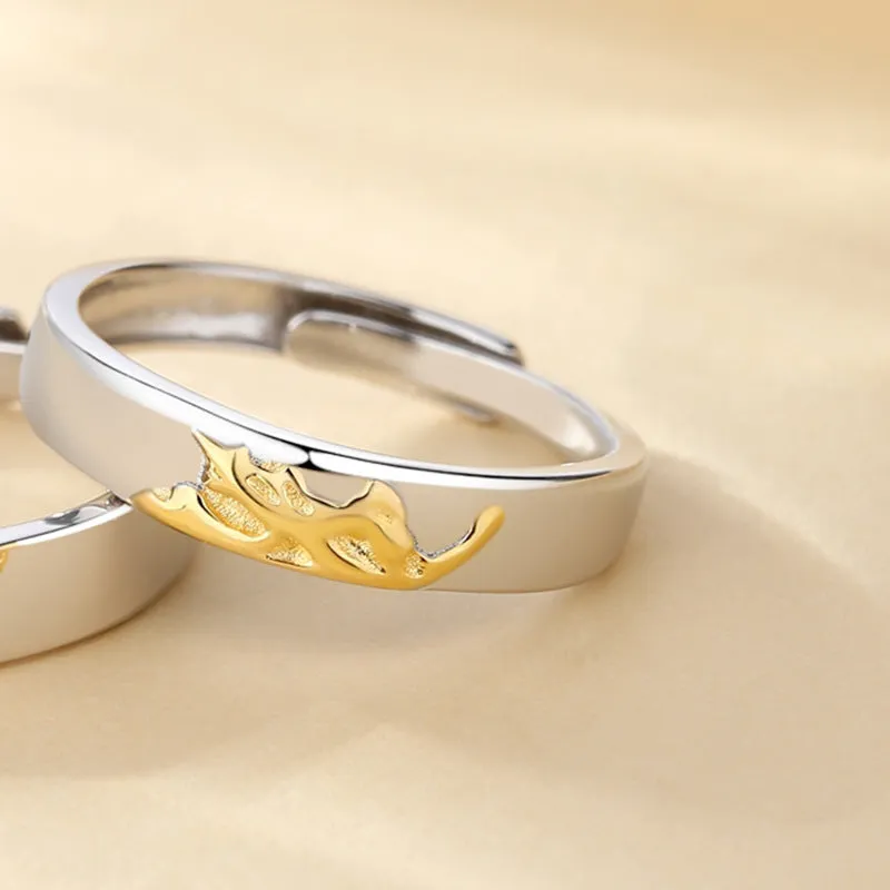 Custom Matching Maple Leaf Rings Set for Couple