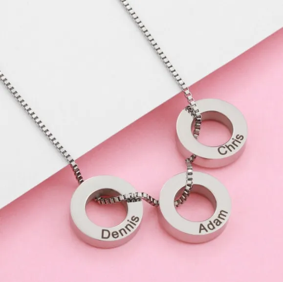 Custom Stackable 1 to 7 Ring Name Necklace - Custom Personalized Name Necklace for Women - Gift for Her Birthday Anniversary Christmas Gift