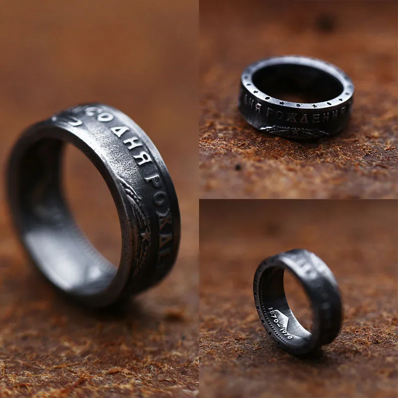 Custom Vintage Titanium Steel Men's Anniversary Ring - Wholesale Stainless Steel Jewelry for Him