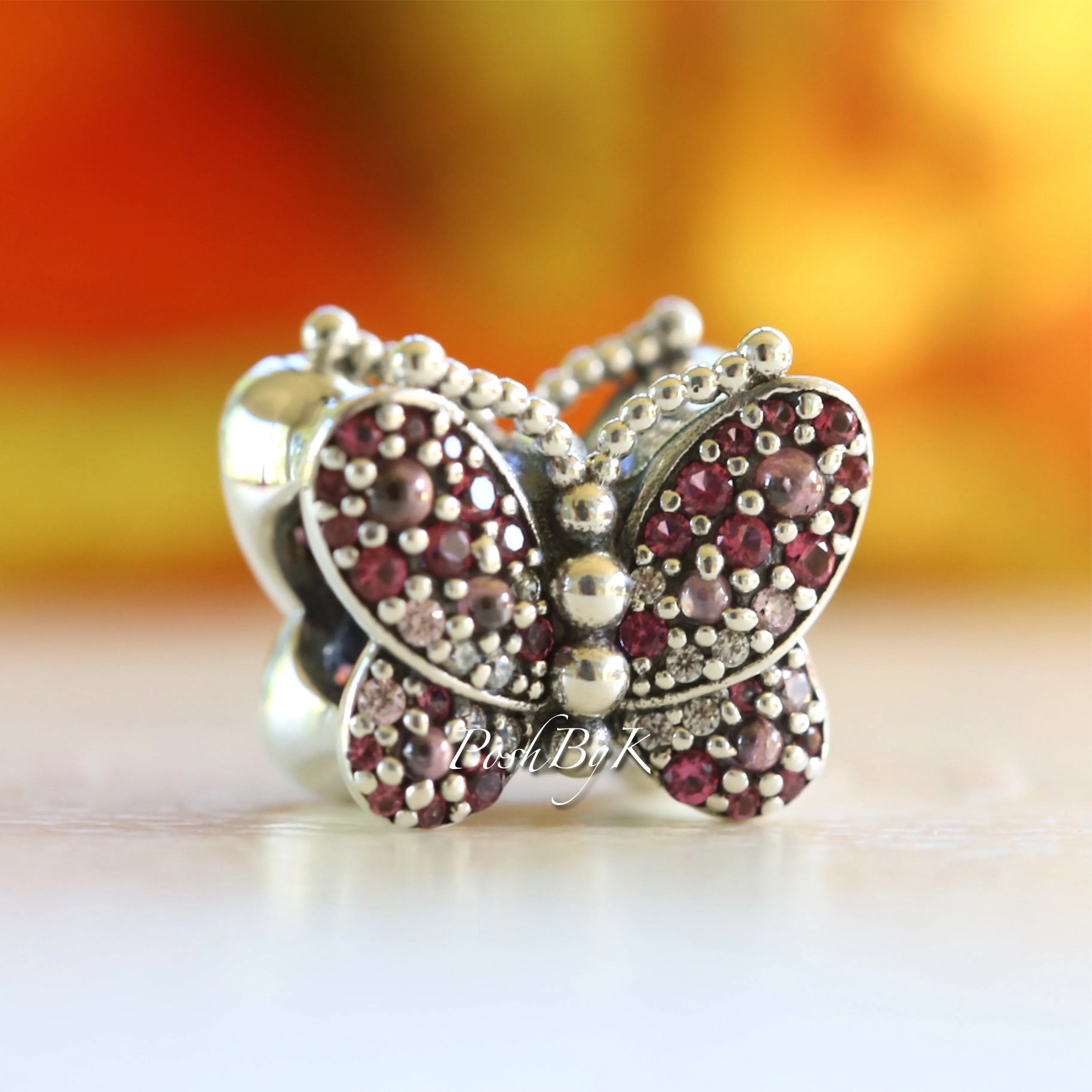 Dazzling Pink Pavé Butterfly Charm 797882NCCMX