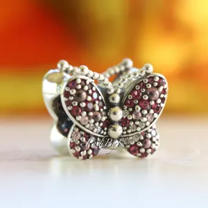 Dazzling Pink Pavé Butterfly Charm 797882NCCMX