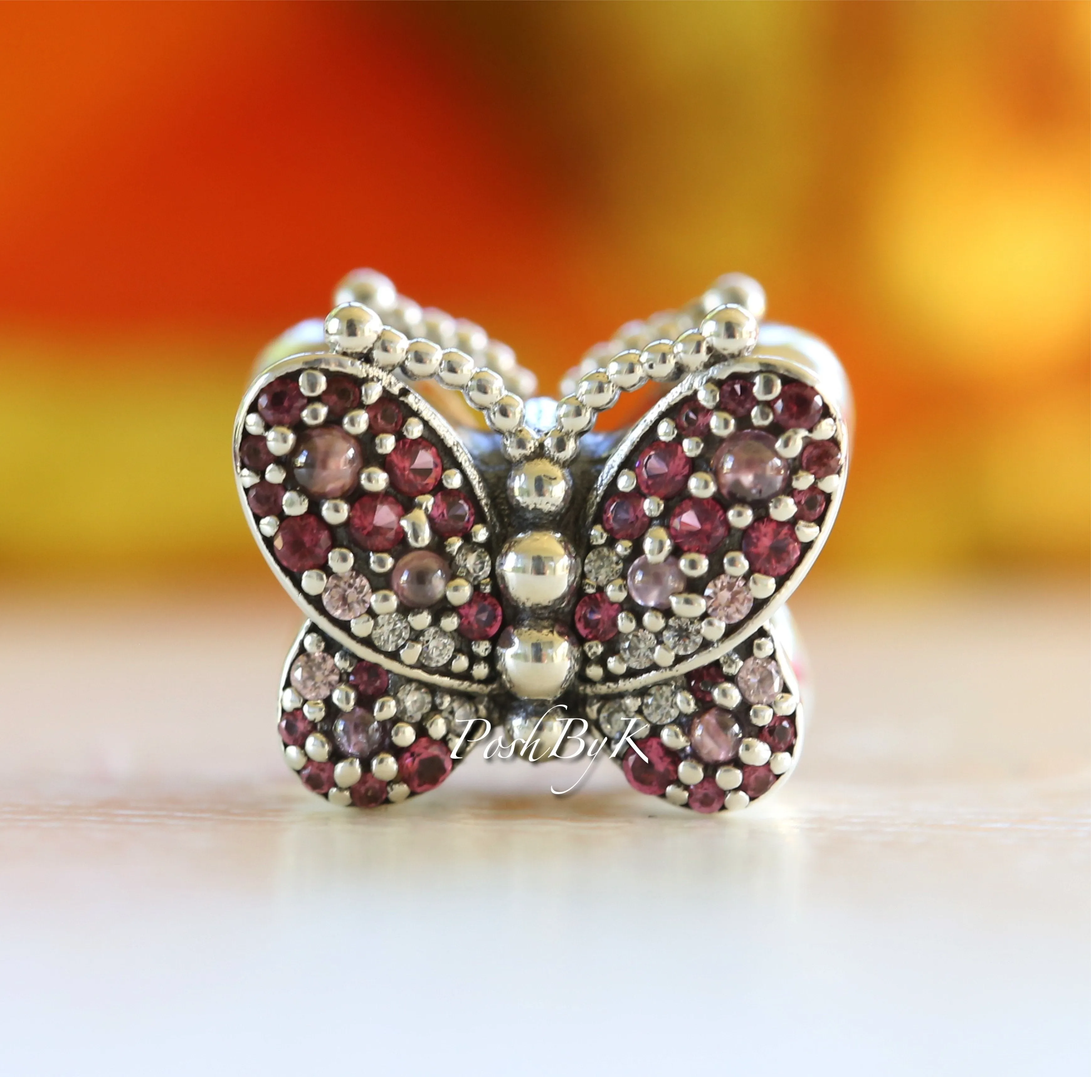 Dazzling Pink Pavé Butterfly Charm 797882NCCMX