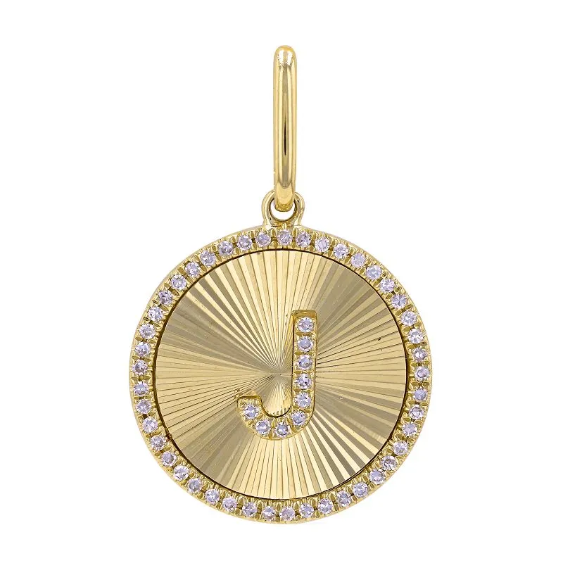 Diamond Fluted Initial Disc Charm