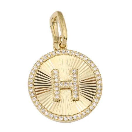 Diamond Fluted Initial Disc Charm