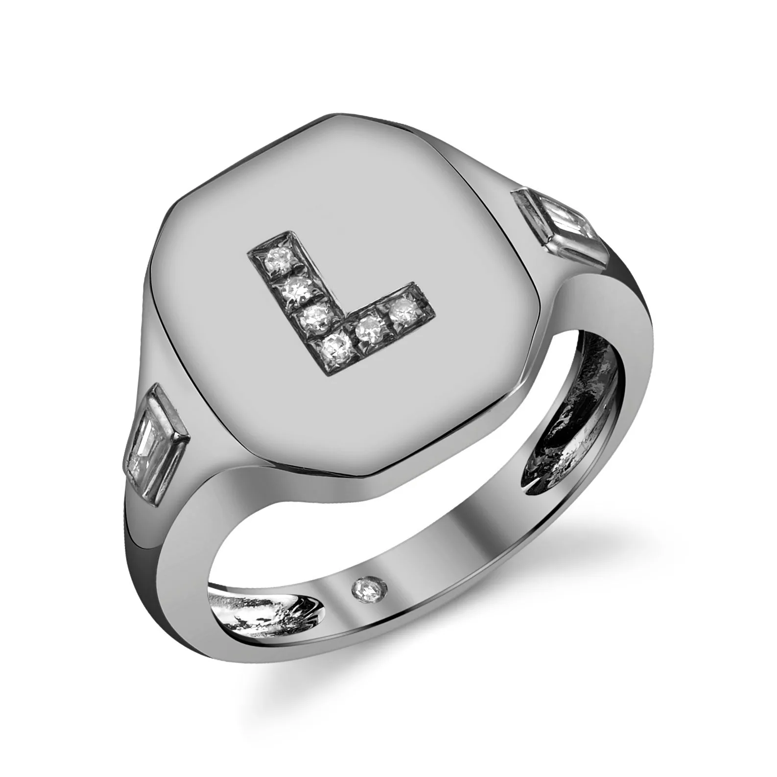 DIAMOND INITIAL PINKY RING