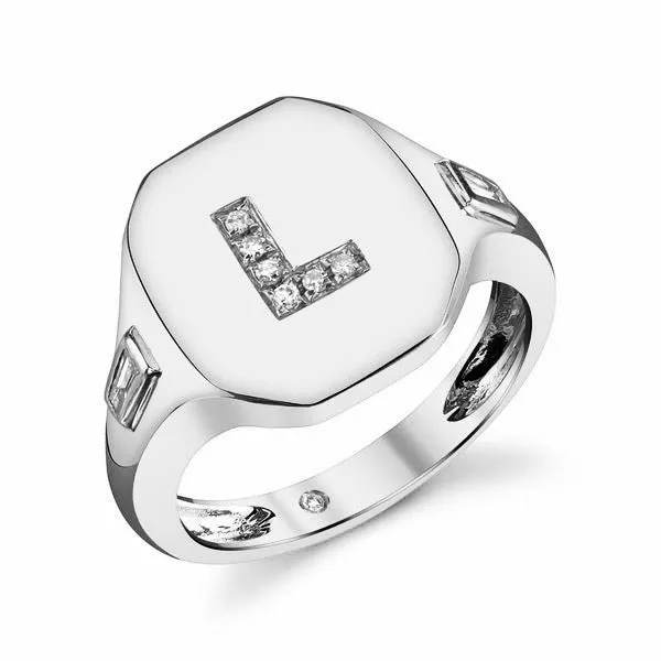 DIAMOND INITIAL PINKY RING