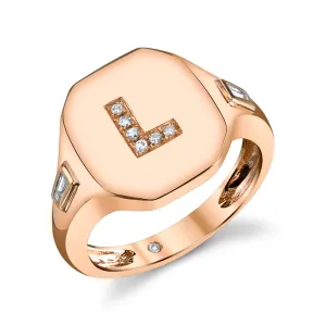 DIAMOND INITIAL PINKY RING