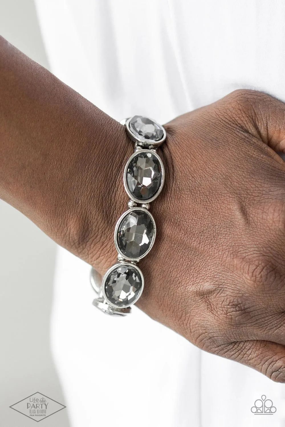 DIVA In Disguise Silver Rhinestone Bracelet - Paparazzi Accessories