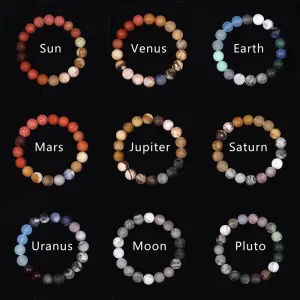 Eight Planets Bracelet Natural Stone Solar system Beads Yoga Bracelet