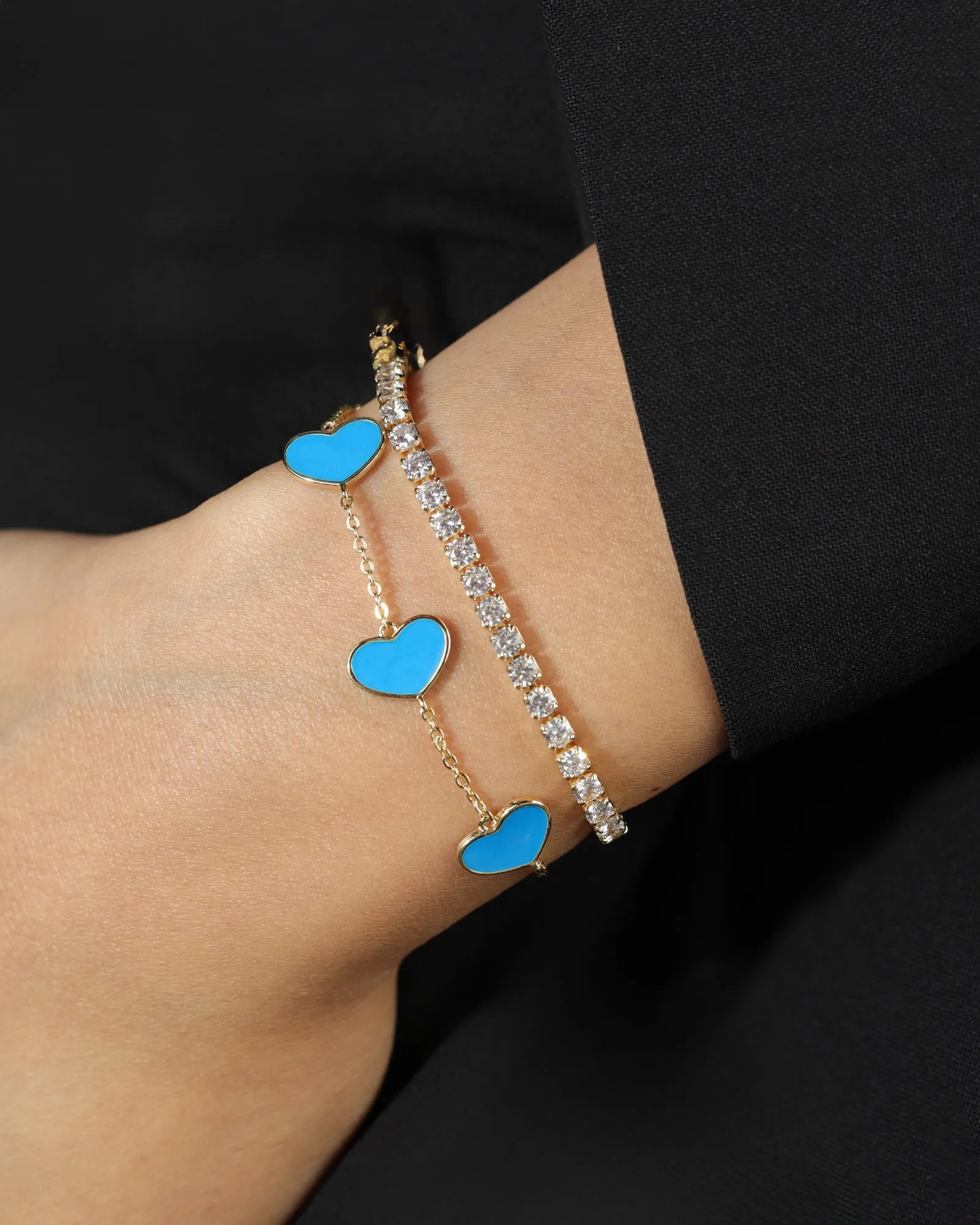 Enamel Heart Station Bracelet