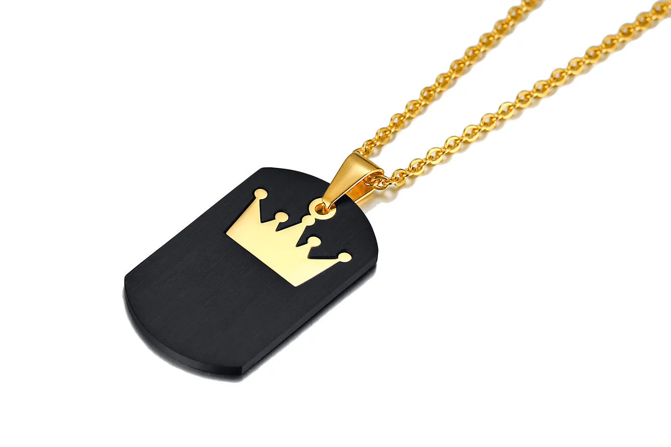 Engravable King Queen Necklaces for Couples