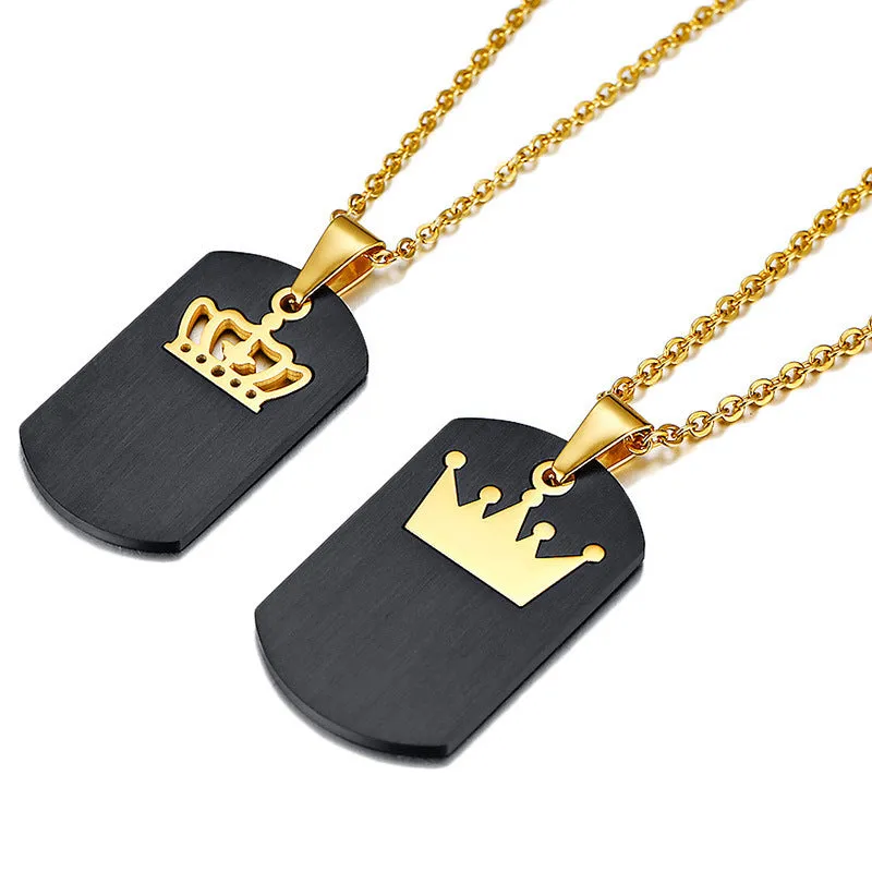 Engravable King Queen Necklaces for Couples