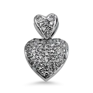 Estate 18K White Gold Diamond Heart Pendant