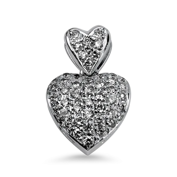 Estate 18K White Gold Diamond Heart Pendant