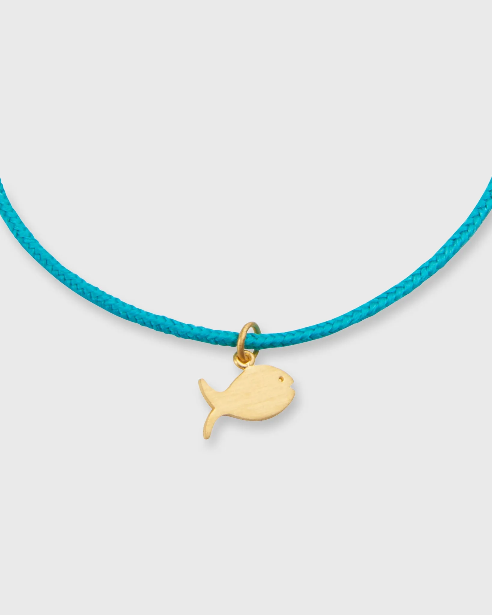 Fish Charm Bracelet in Gold/Seafoam Green Cord