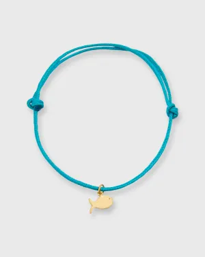 Fish Charm Bracelet in Gold/Seafoam Green Cord