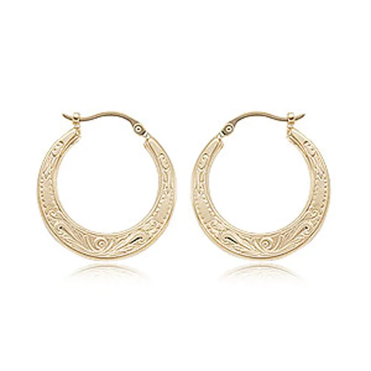 Flat Hoop Earrings, 14Kt