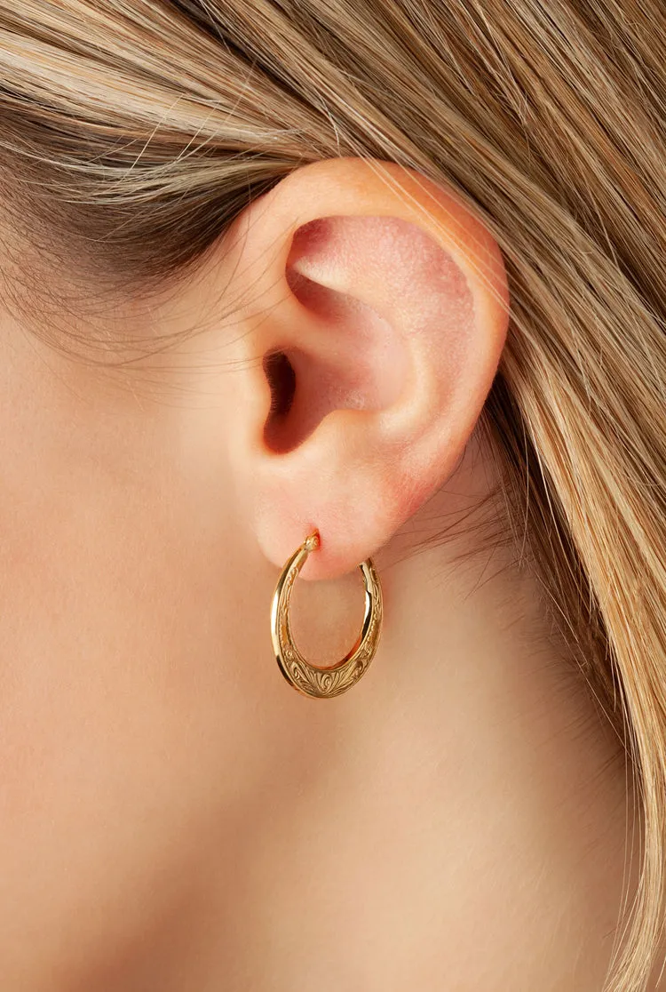 Flat Hoop Earrings, 14Kt