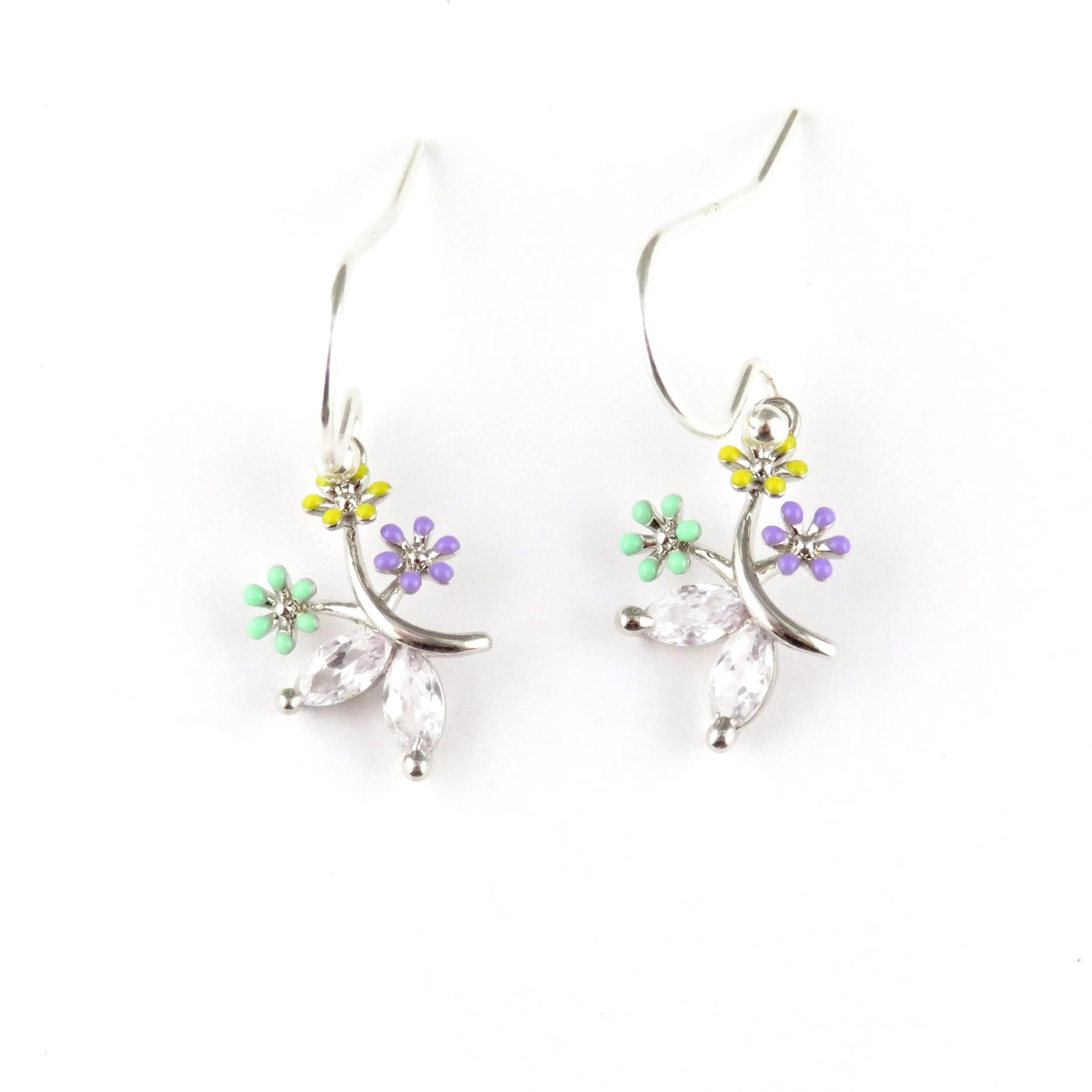 Flower Bouquet Earrings - Silver