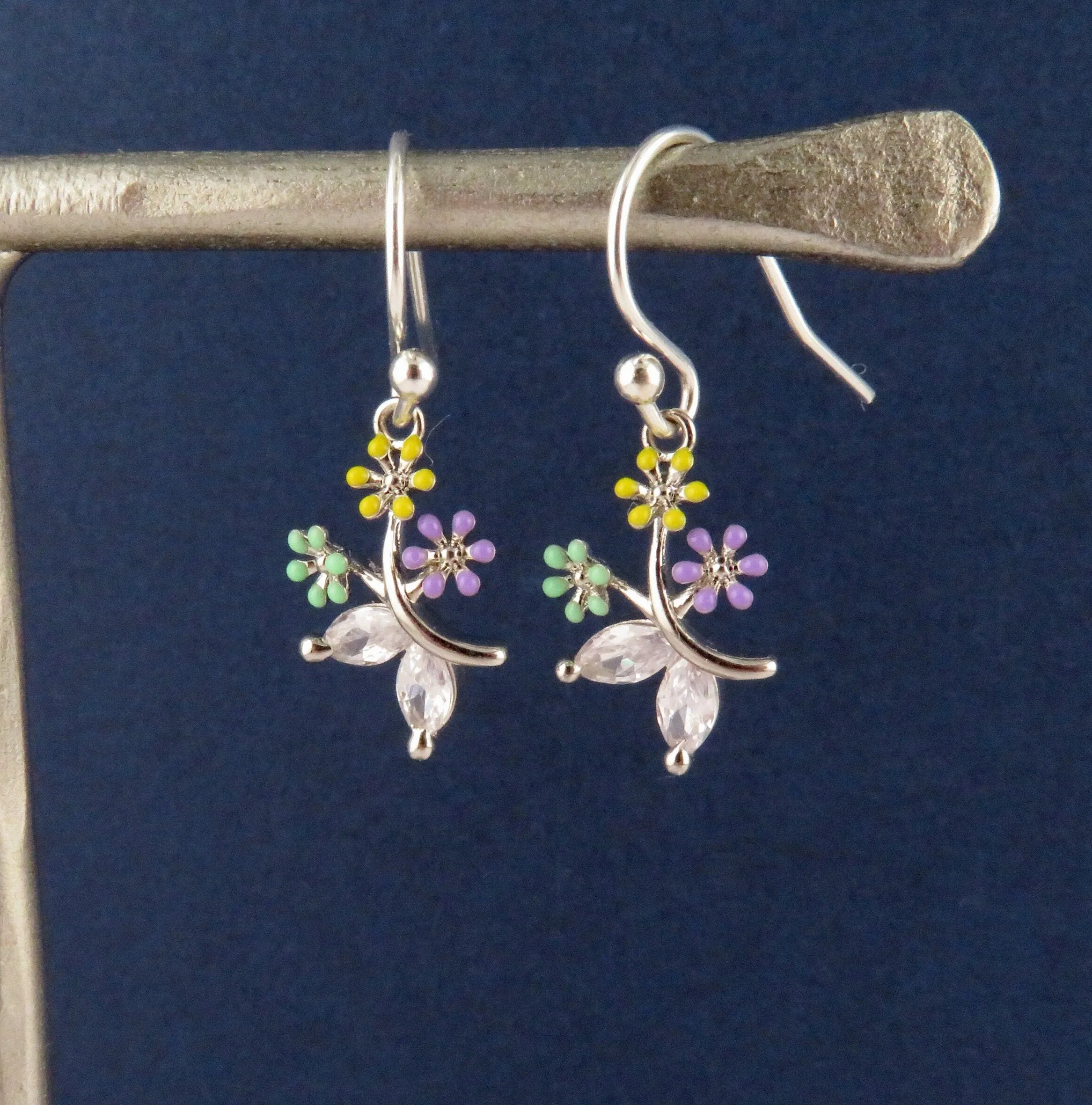 Flower Bouquet Earrings - Silver