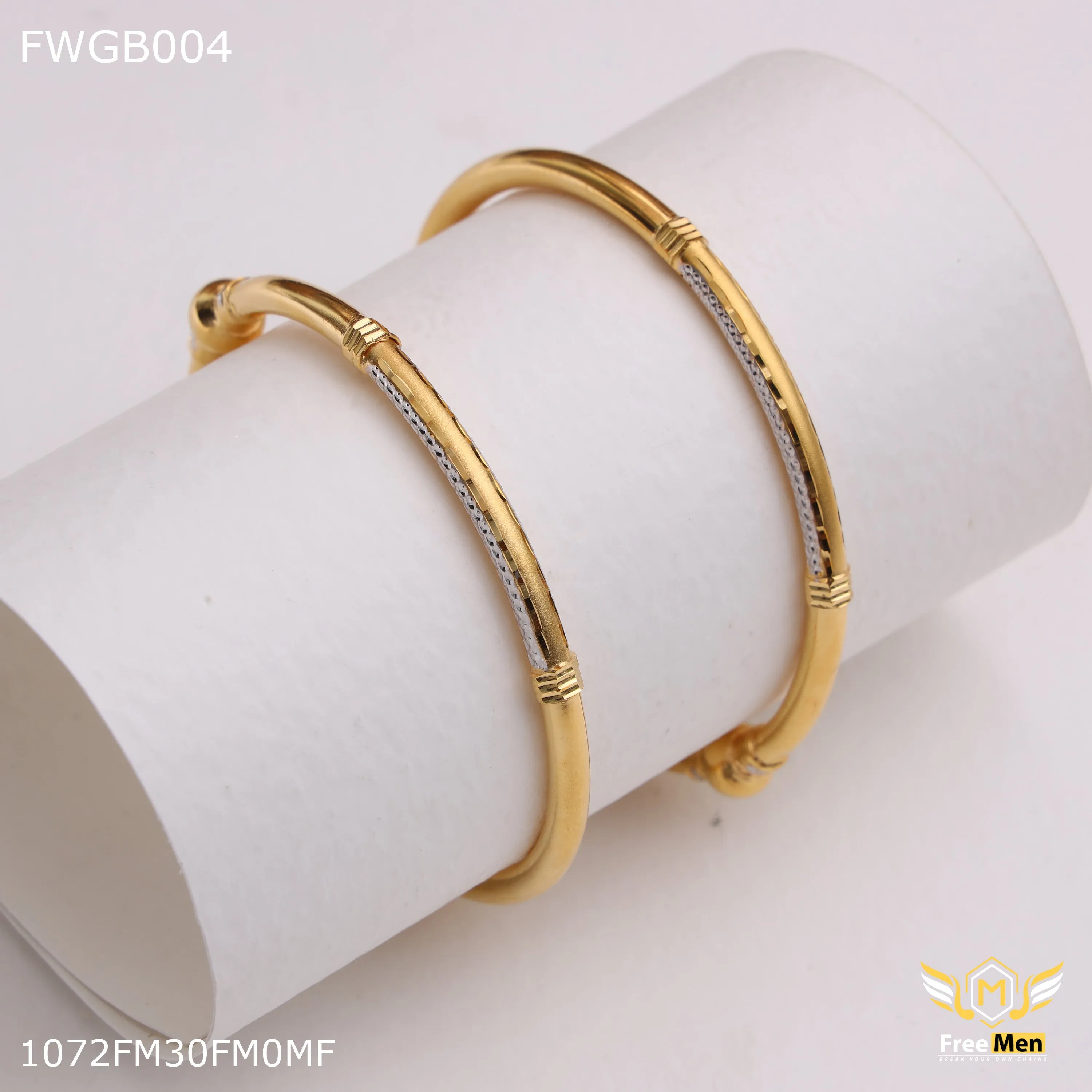 Freemen 1mg Ball Bangles woth rhodium gold plated for women - FWGB004