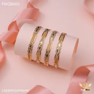 Freemen 1MG Designer bangles with rhodium and gold plated for women - FWGB001