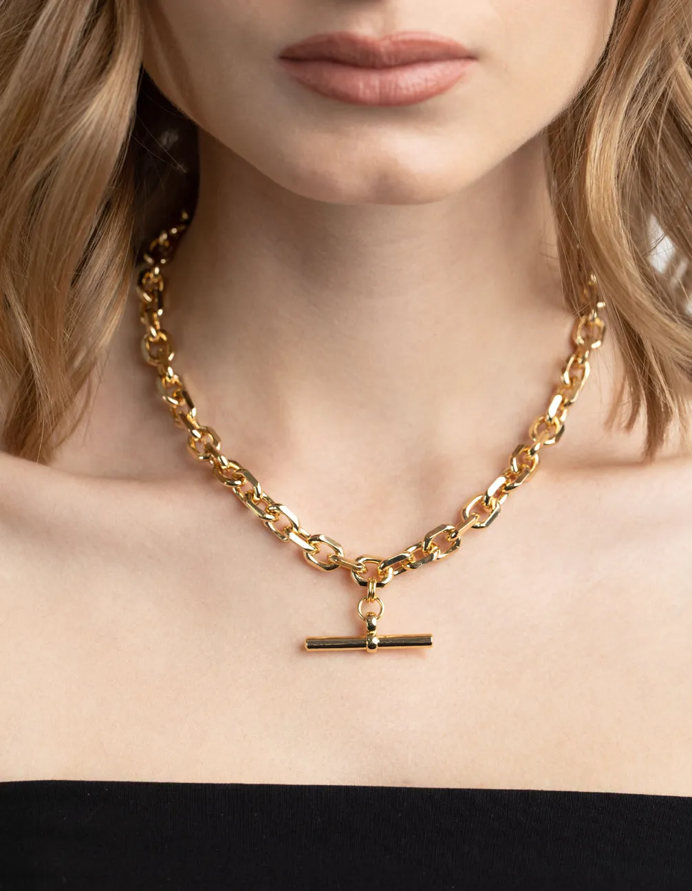 Gold Plated Fob Chain Necklace