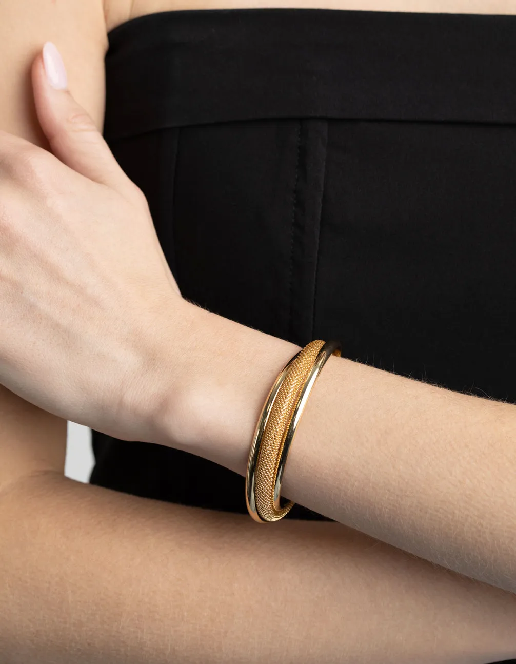 Gold Plated Smooth Cuff Bangle Bracelet