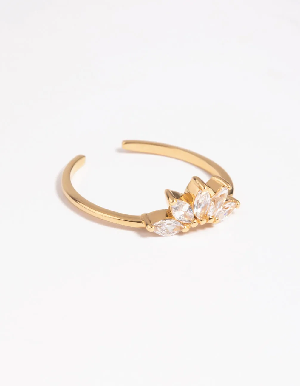 Gold Plated Sterling Silver Fan Diamante Ring