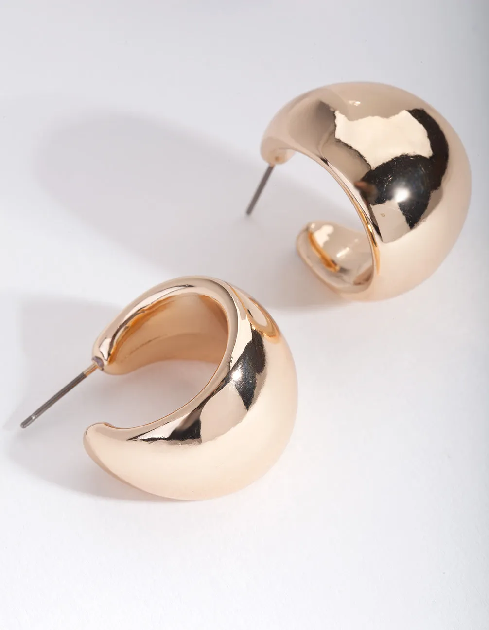 Gold Wide Chubby Hoop Earrings