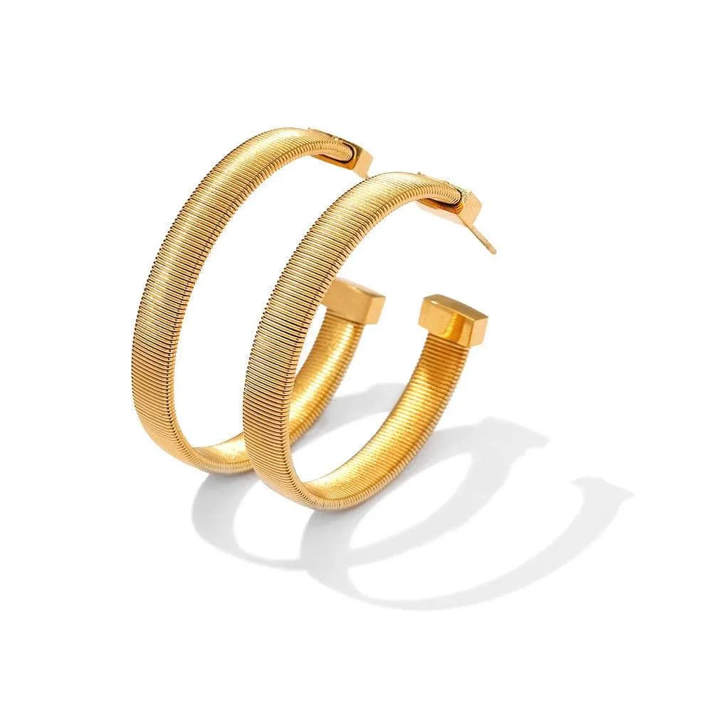 Golden Elegance Stainless Steel C Hoop Earrings