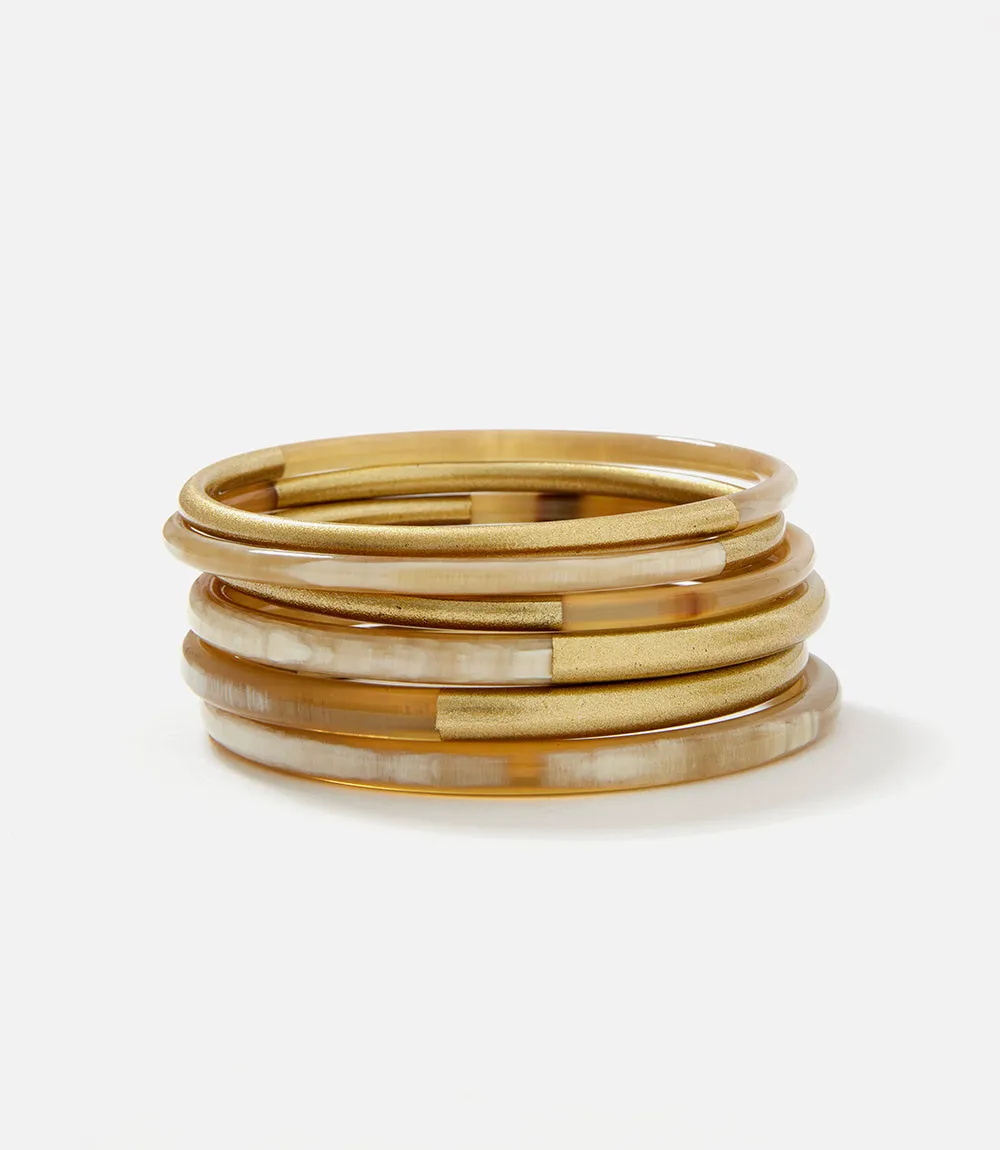 Golden Mix Horn Bangles Set of 6