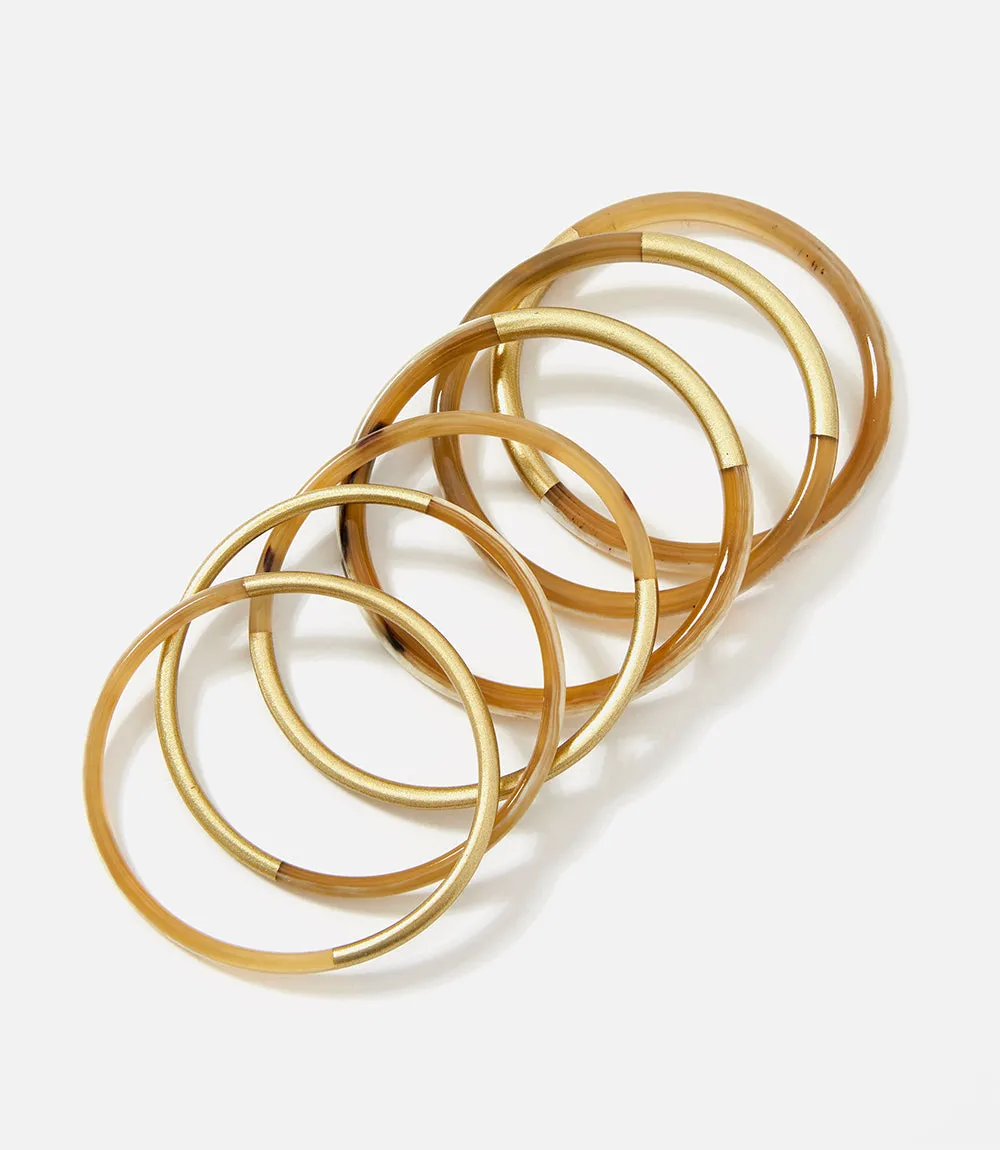 Golden Mix Horn Bangles Set of 6