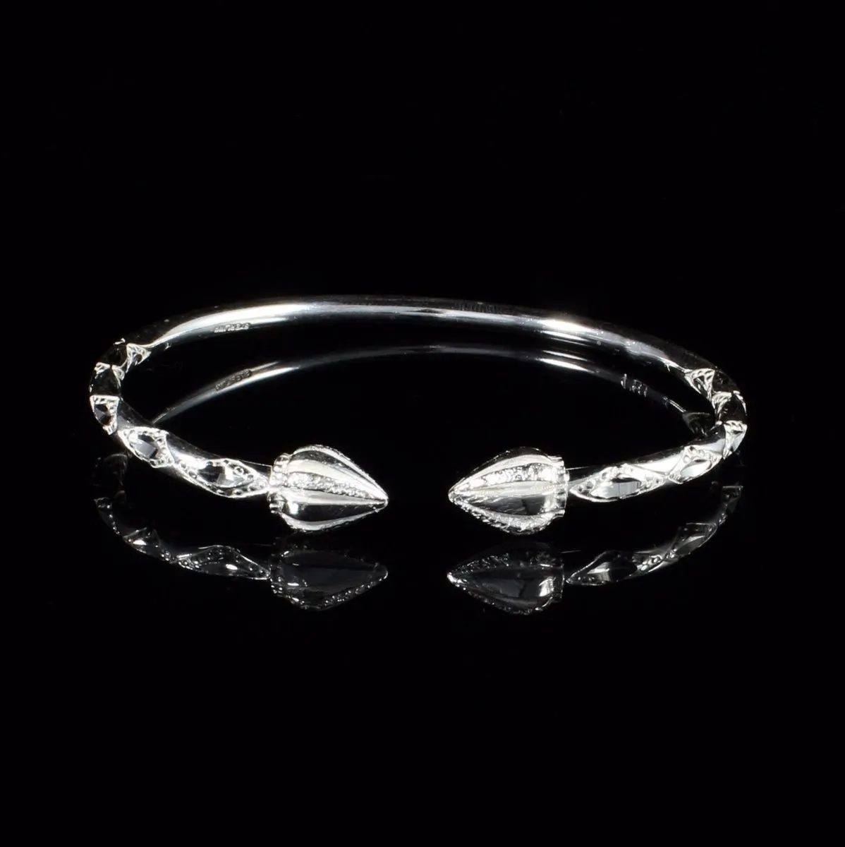 Heavy Cocoa Pod Bangle with Diamante Pattern