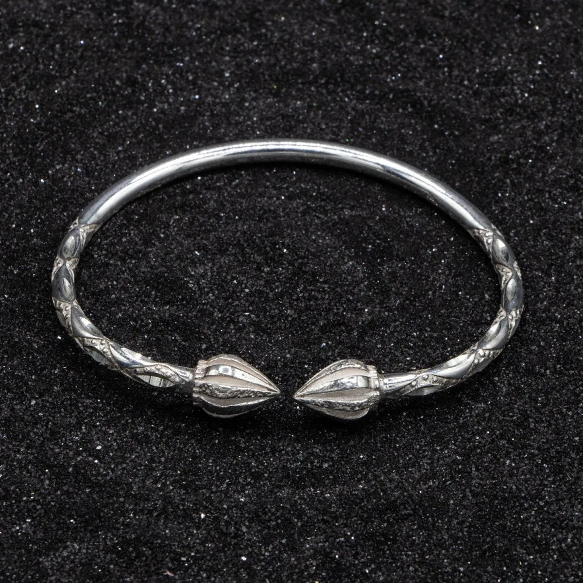 Heavy Cocoa Pod Bangle with Diamante Pattern