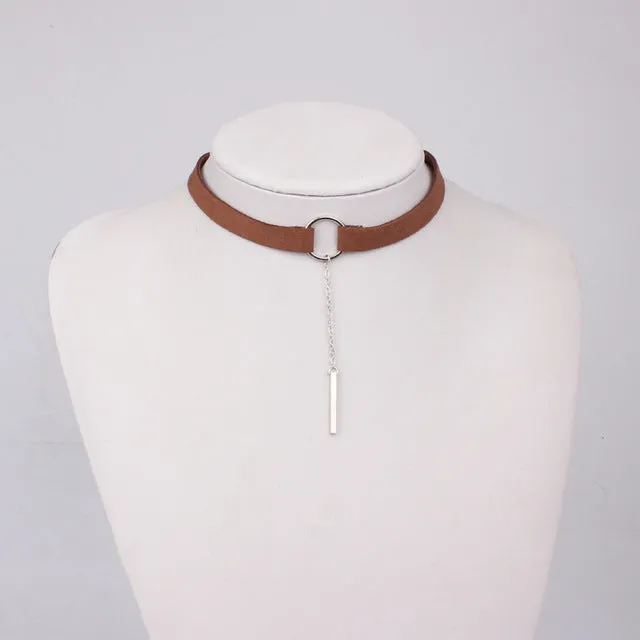 Hot Newest fashion accessories silver plated   terciopelo leather mix color round choker necklace for couple lovers'  N160