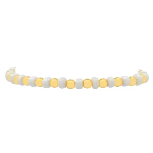 IRIDESCENT BALL STRETCH BRACELET GOLD & WHITE