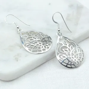 Jali Teardrop Silver Earrings