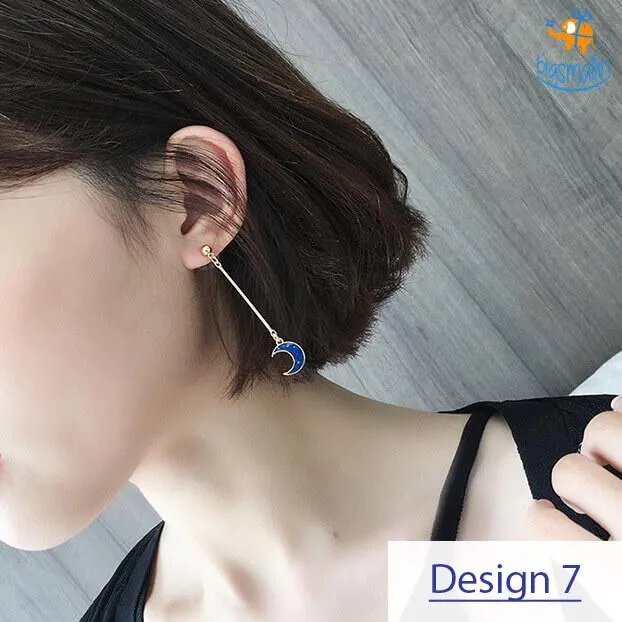 Japanese Moon Drop Dangler Earrings