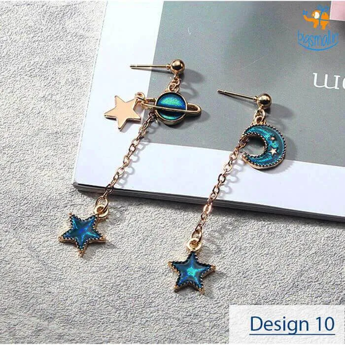 Japanese Moon Drop Dangler Earrings